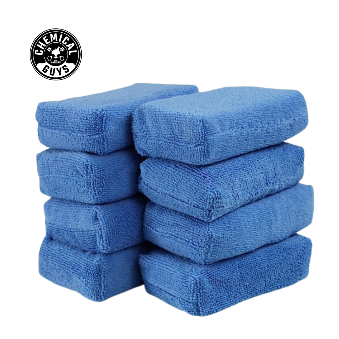 Chemical Guys Premium Grade Microfiber Applicators, Blue 2" x 4" x 6" (2 Pack)