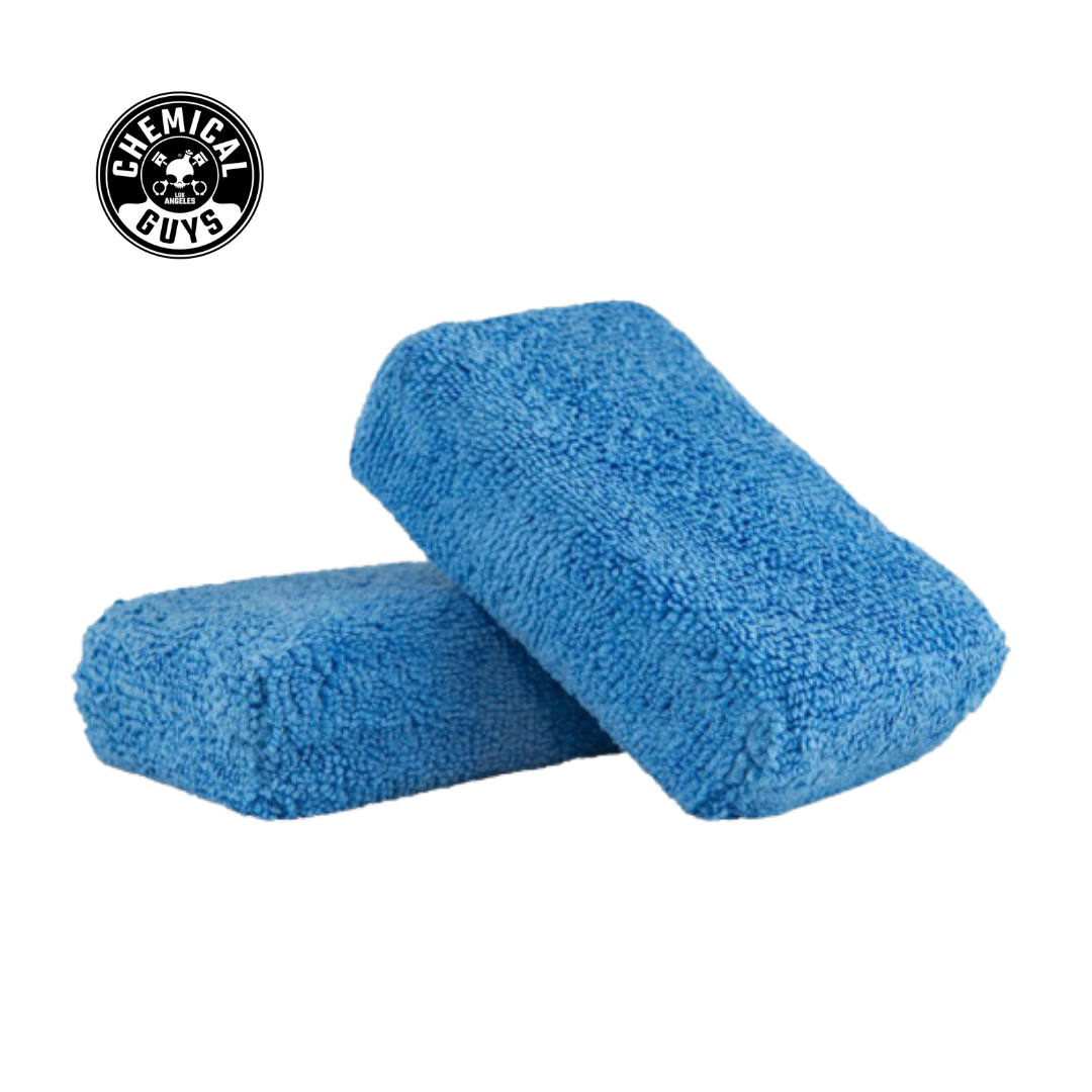 Chemical Guys Premium Grade Microfiber Applicators, Blue 2" x 4" x 6" (2 Pack)