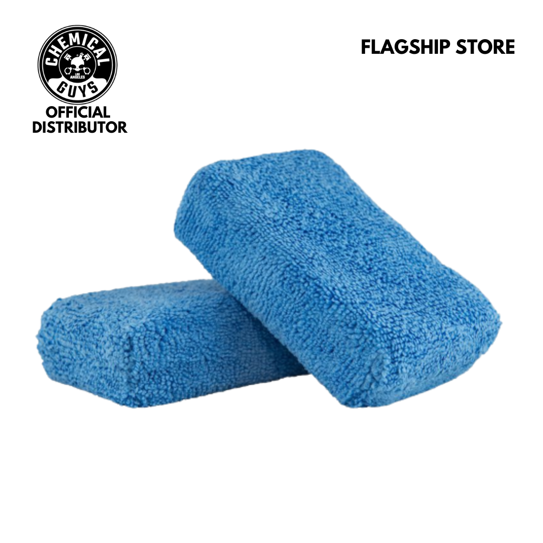 Chemical Guys Premium Grade Microfiber Applicators, Blue 2" x 4" x 6" (2 Pack)