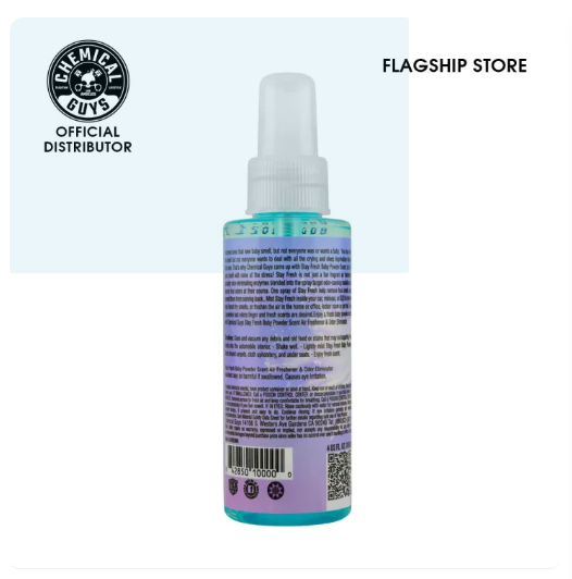Chemical Guys Stay Fresh Baby Powder Scent Air Freshener And Odor Eliminator (4Fl Oz)