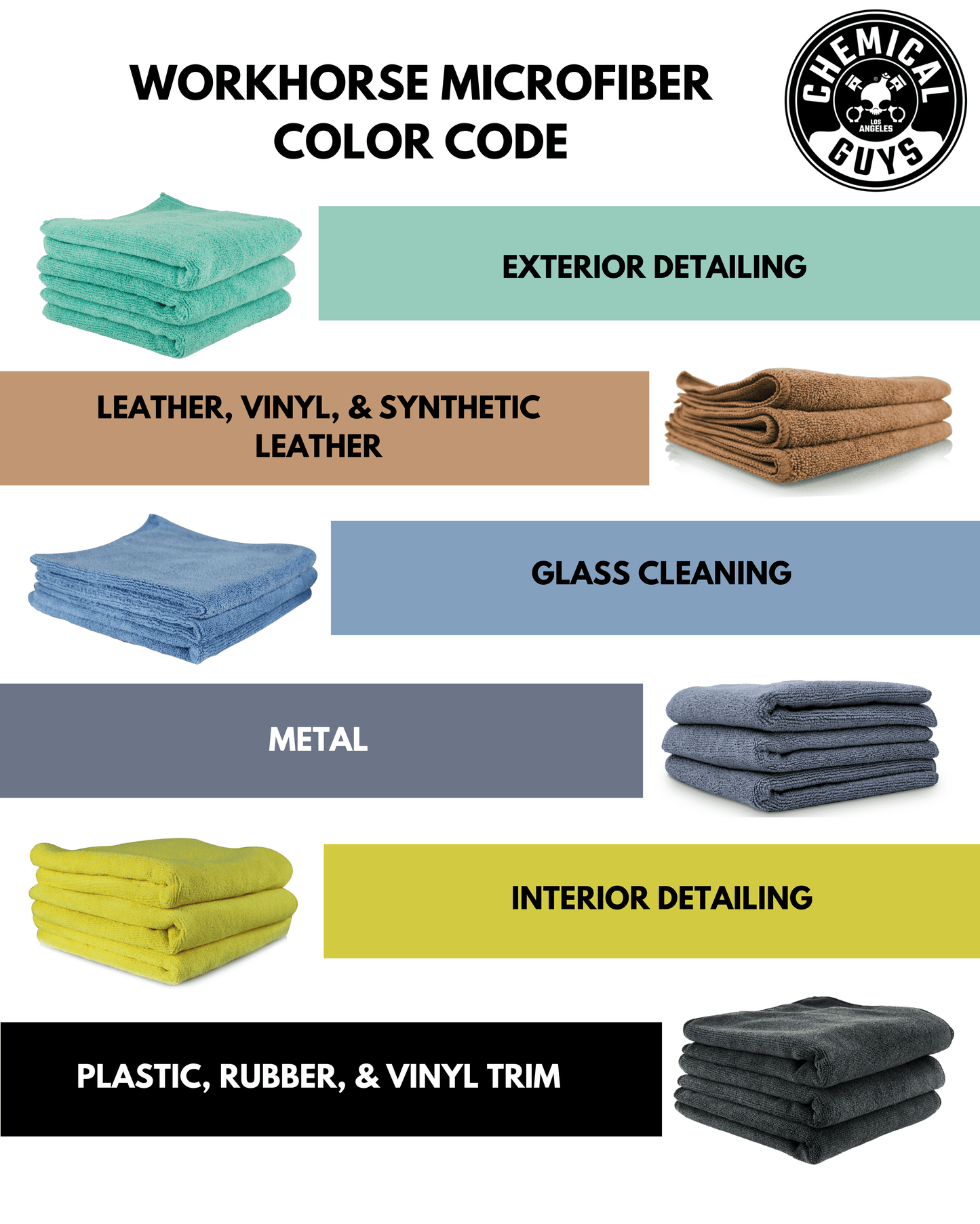 Chemical Guys Workhorse Professional Microfiber Towel, Blue 16"X16" (3 in Pack)