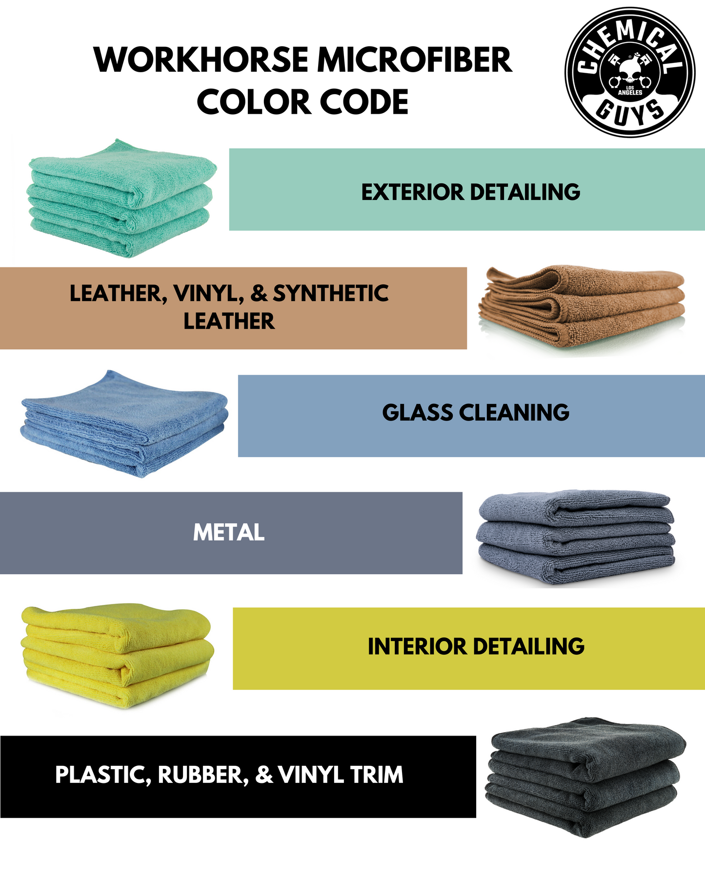 Chemical Guys Workhorse Professional Microfiber Towel, Tan 16" x 16" (3 Pack)