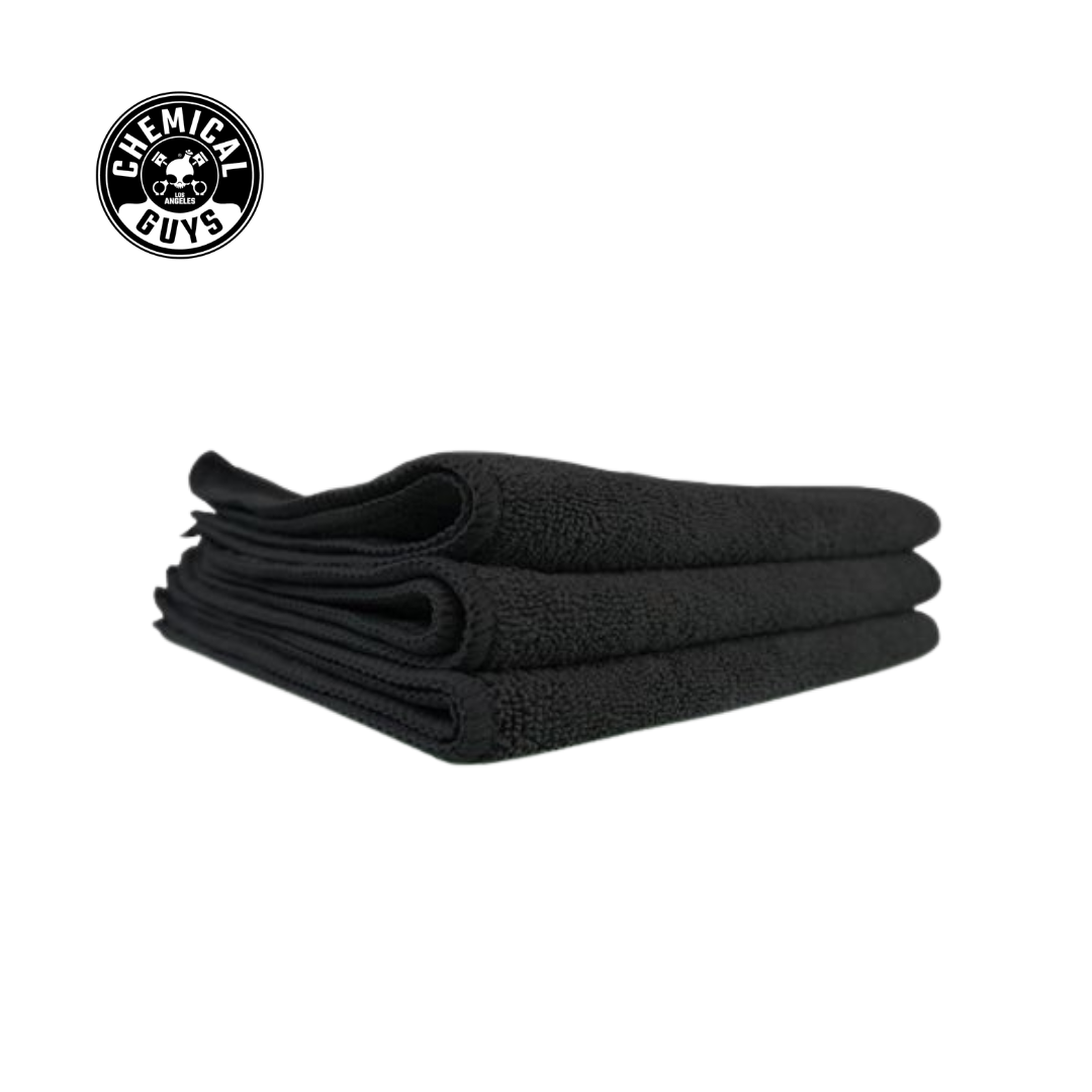 Chemical Guys Workhorse Black Professional Grade Microfiber Towel (3 pcs in a Pack)