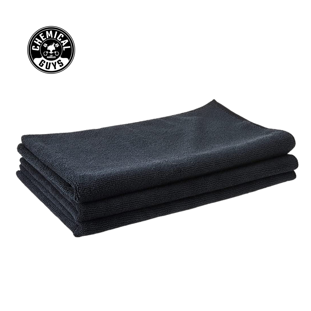Chemical Guys Workhorse Black Professional Grade Microfiber Towel (3 pcs in a Pack)