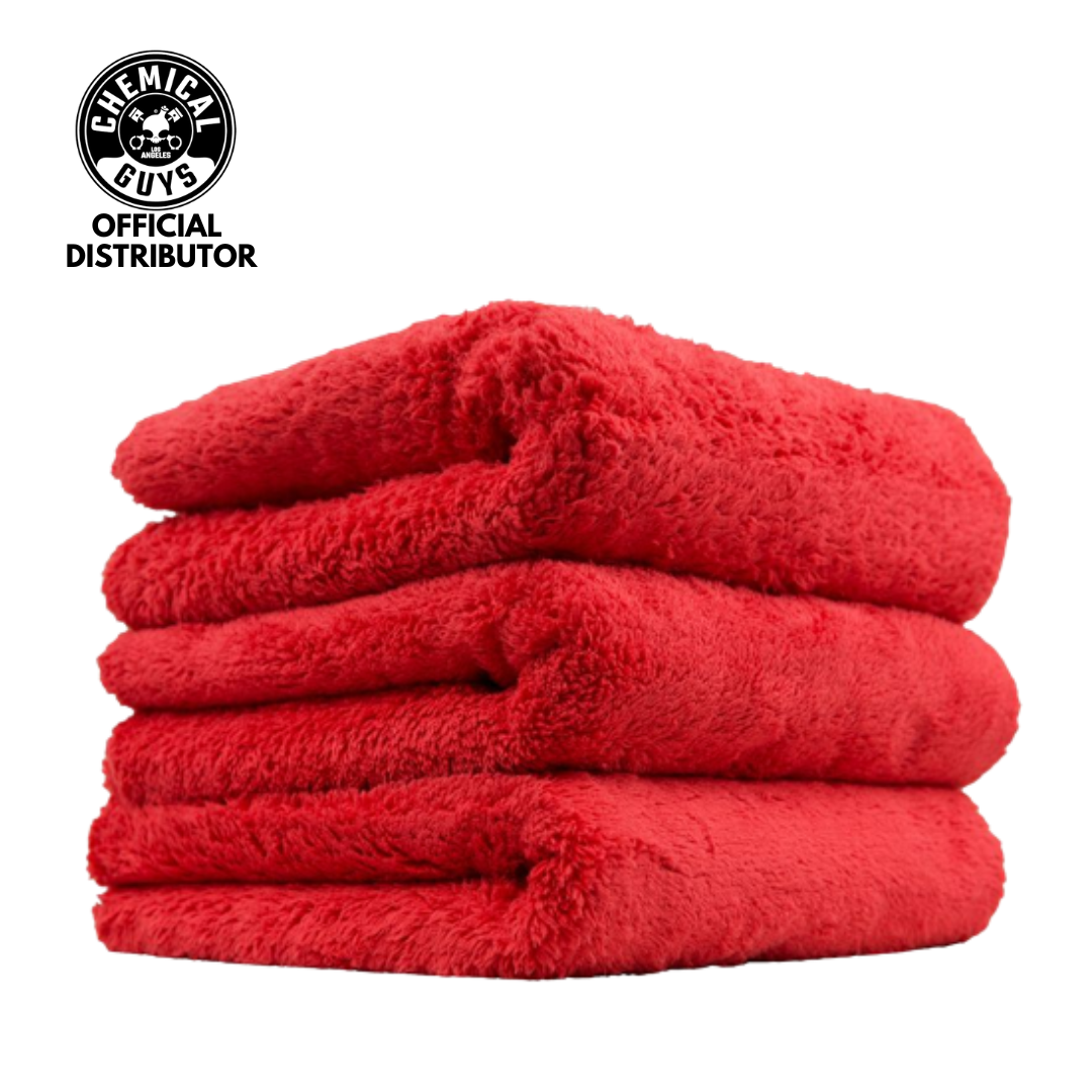 Chemical Guys Happy Ending Ultra Plush Edgeless Microfiber Towel, Red 16" x 16" (3 in a Pack)