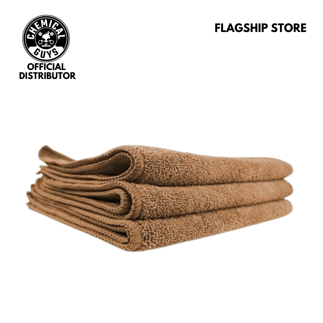 Chemical Guys Workhorse Professional Microfiber Towel, Tan 16" x 16" (3 Pack)