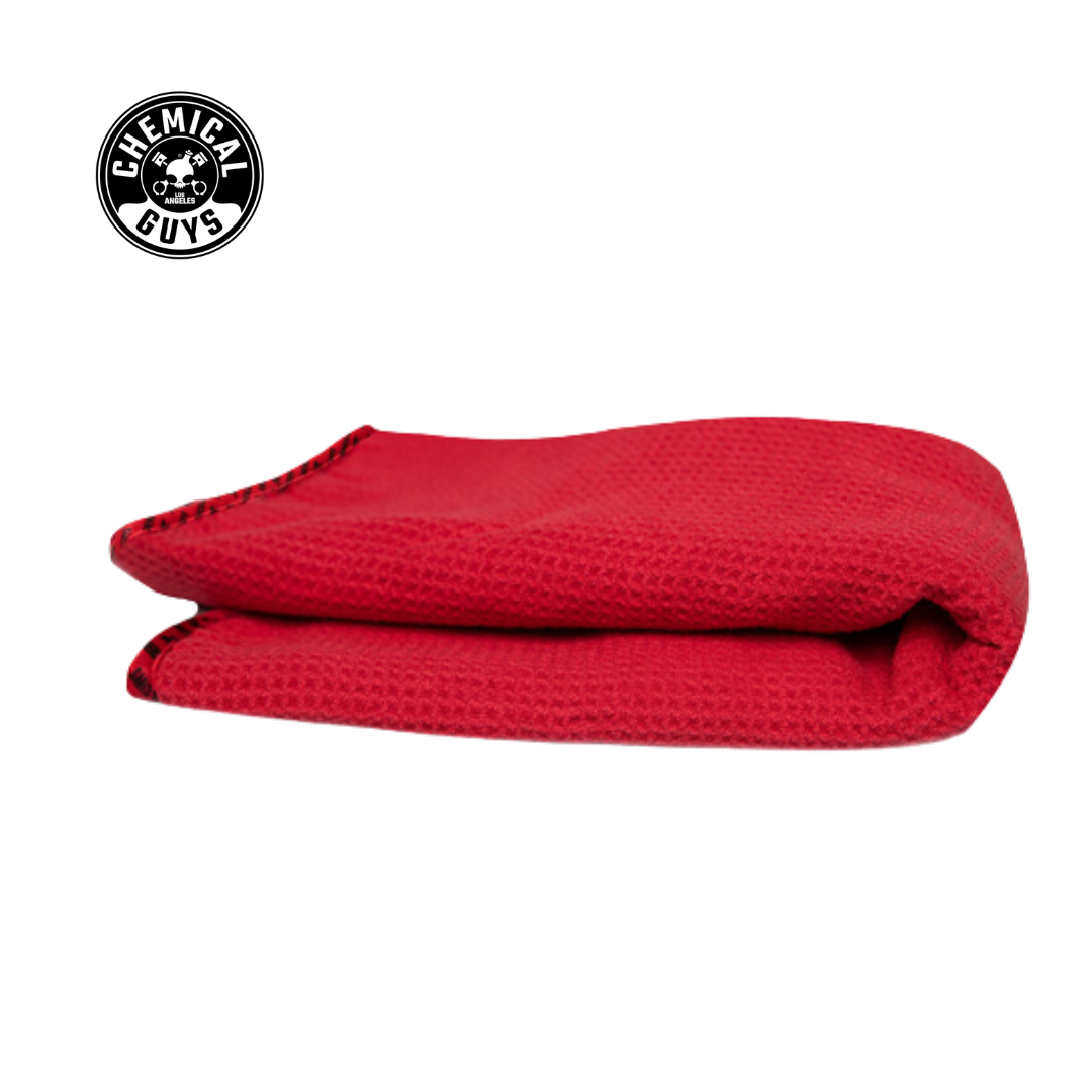 Chemical Guys Waffle Weave Glass And Window Microfiber Towel Red 24 Inch X 16
