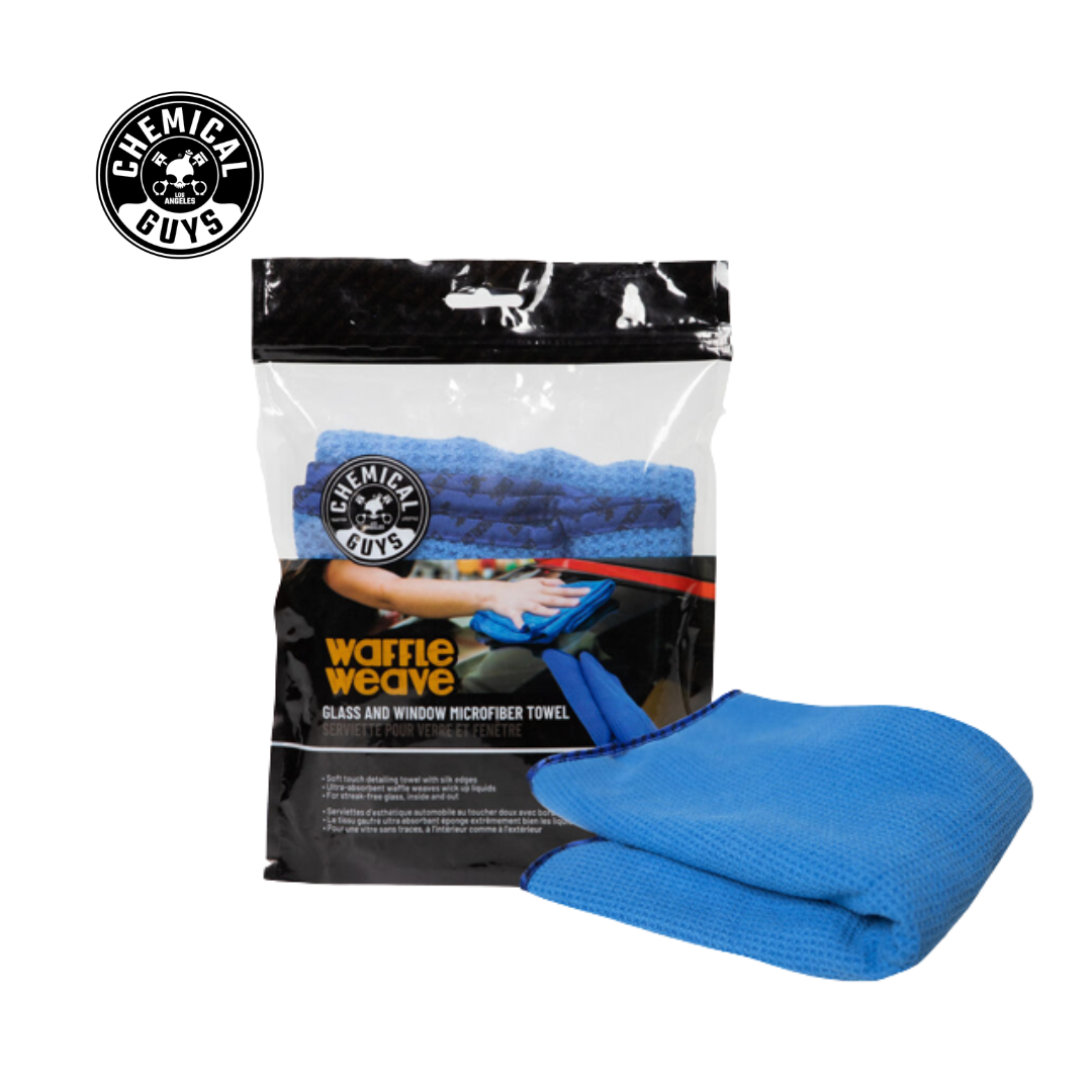 Chemical Guys Waffle Weave Glass and Window Microfiber Towel Blue (24" X 16")
