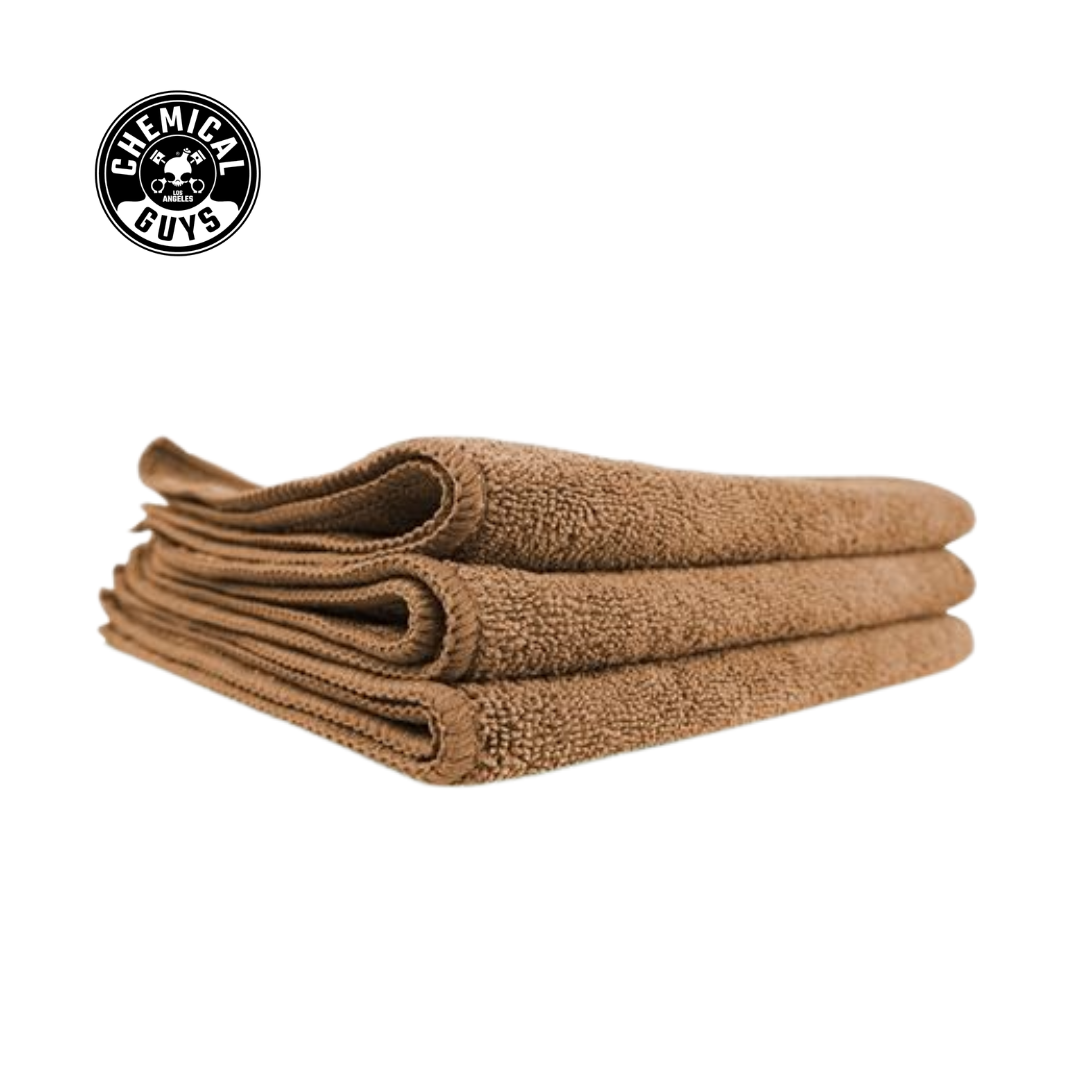 Chemical Guys Workhorse Professional Microfiber Towel, Tan 16" x 16" (3 Pack)