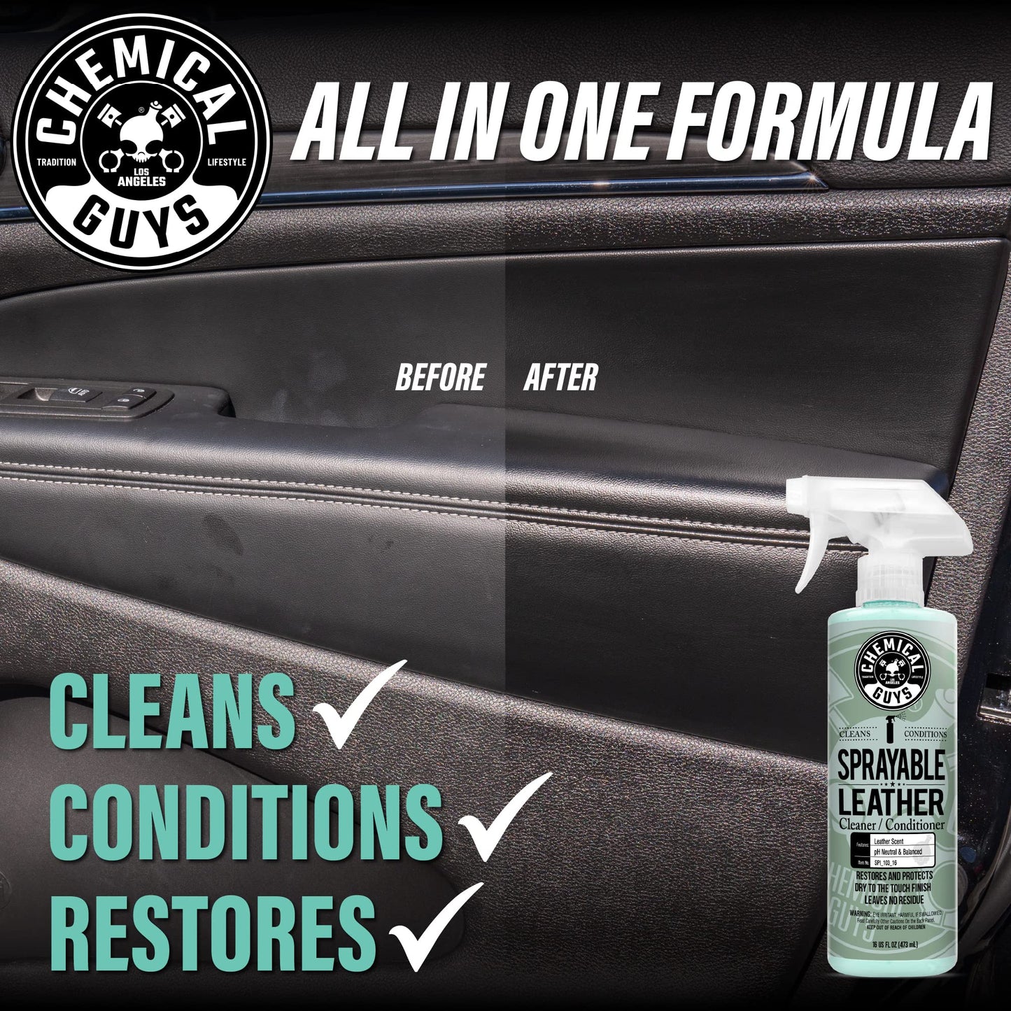 Chemical Guys Sprayable Leather Cleaner And Conditioner In One (16 Fl. Oz.)