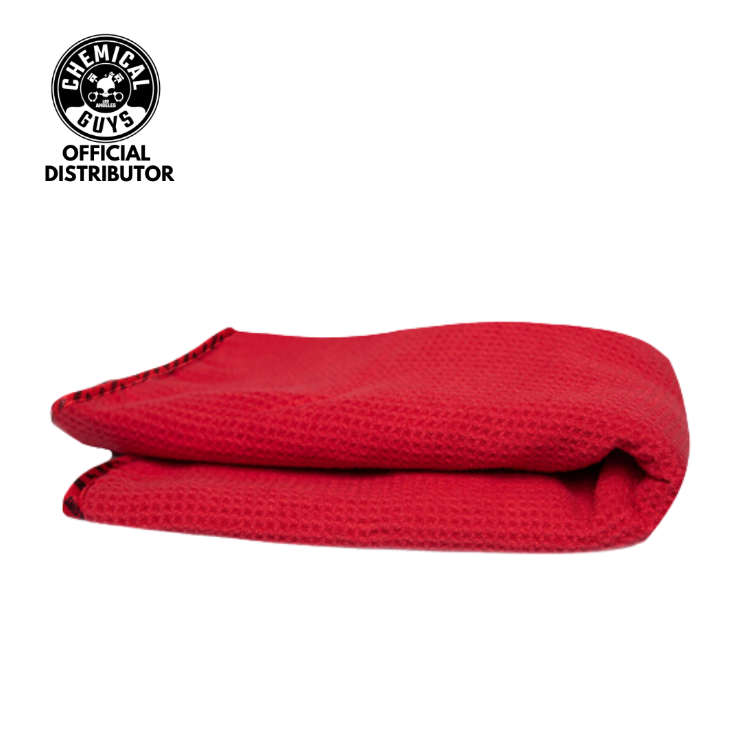 Chemical Guys Waffle Weave Glass And Window Microfiber Towel Red 24 Inch X 16